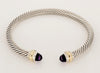 Classic Cable Bracelet Sterling Silver with 14K Yellow Gold and Amethyst, 5mm