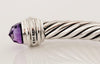 Classic Cable Bracelet Sterling Silver with Amethyst and Diamonds, 7mm