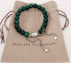 David Yurman Green Onyx Sterling Silver Spiritual Bead Bracelet 8mm