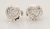 David Yurman Sterling Silver Petite Heart Pave Diamond Earrings
