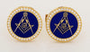 Enamel Roya Blue Masons Cufflinks 14K Yellow Gold with Diamonds