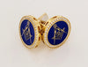Enamel Roya Blue Masons Cufflinks 14K Yellow Gold with Diamonds