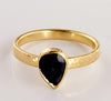 Blue Sapphire Pear Cut Ring Designed by Gurhan in 24K Yellow Gold