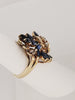 Vintage Marquise Blue Sapphire and Diamond Outstanding Set in 14K Yellow Gold