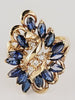 Vintage Marquise Blue Sapphire and Diamond Outstanding Set in 14K Yellow Gold