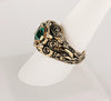 Hand Made Men's Emerald ring in 14K yellow Gold Size 9
