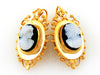 Vintage Victorian Estate Cameo Black Onyx Brooch & Earrings Set