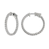 Elegant Diamond Hoop Earrings In White Gold 1.1"