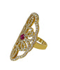 Women Wonderful Yellow Gold Ring With Ruby & Diamond