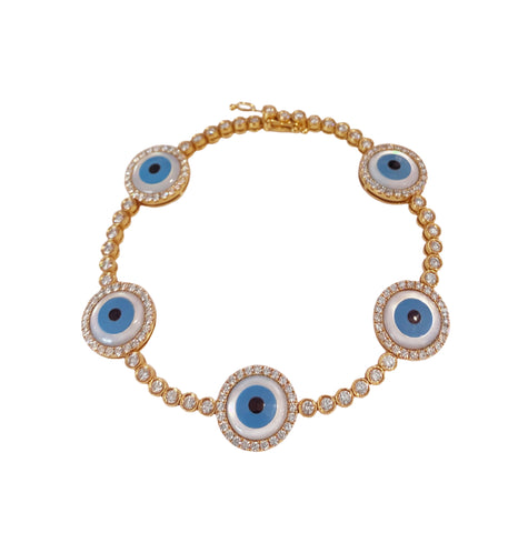 Evil Eye Diamond Bracelet in Rose Gold