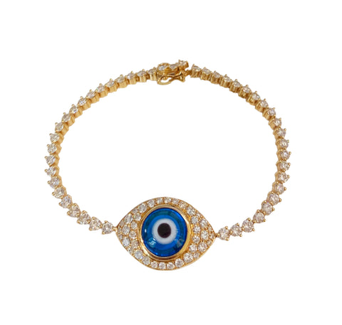 Evil Eye Diamond Bracelet in 18k Rose Gold