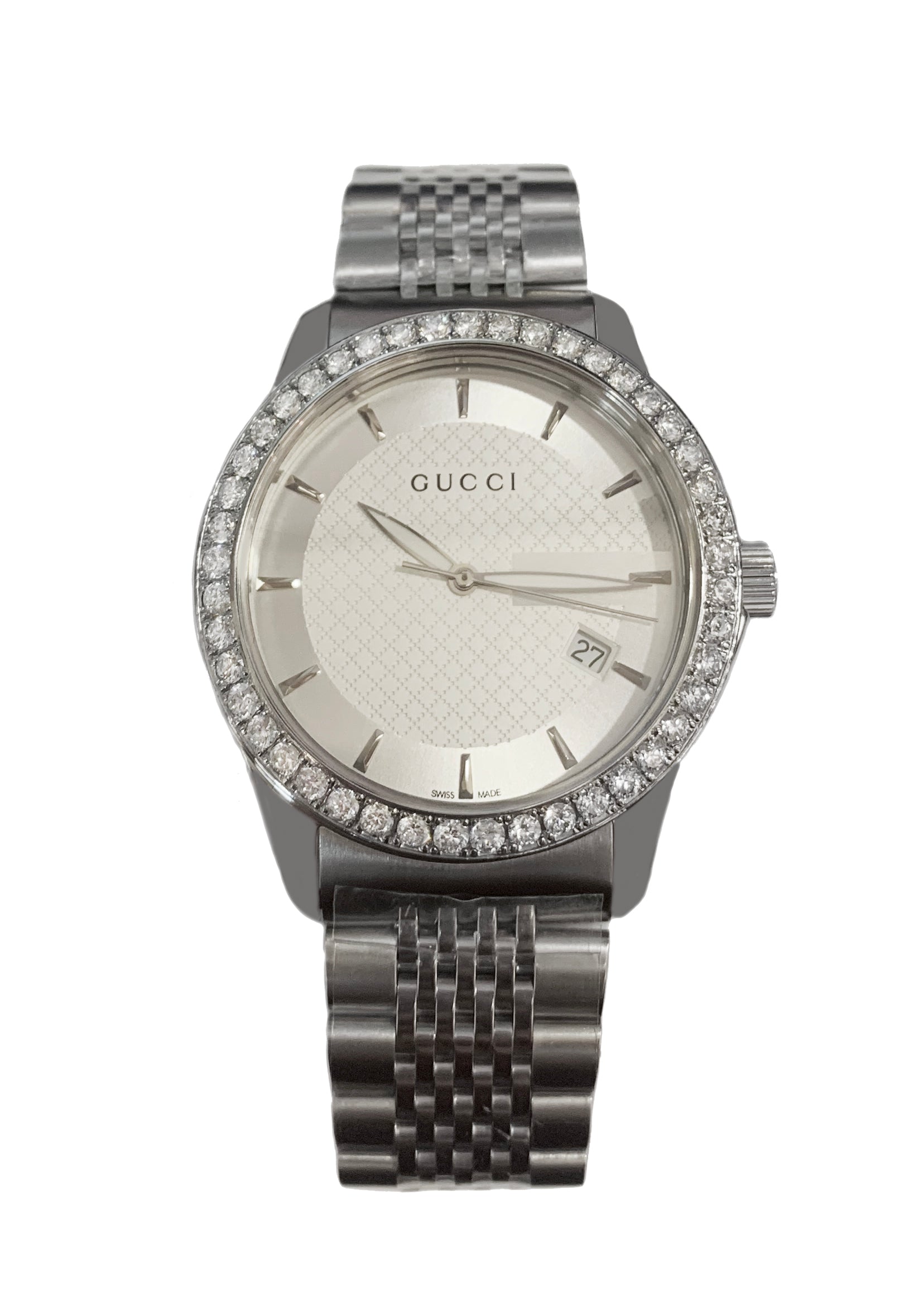Gucci Diamond Watch Silver Dial G Timeless 38mm YA126401 – Crown