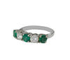 Diamonds & Emerald  Ring In 14k White Gold
