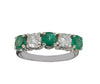 Diamonds & Emerald  Ring In 14k White Gold