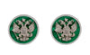 Double Eagle Cufflinks in 14k White Gold with Malachite