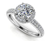 Two Row Diamond Halo Engagement Ring
