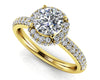 Two Row Diamond Halo Engagement Ring