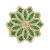 Big Fancy Flower Shaped with Diamonds & Columbian Emeralds Ring