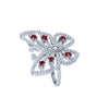 Butterfly Diamond Ruby 14 Karat White Gold Ring