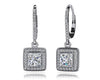 Milgrain Princess Cut Diamond Drop Earrings
