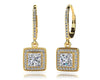 Milgrain Princess Cut Diamond Drop Earrings