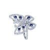 Butterfly Diamond Sapphire 14 Karat White Gold Ring