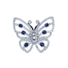 Butterfly Diamond Sapphire 14 Karat White Gold Ring