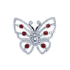 Butterfly Diamond Ruby 14 Karat White Gold Ring