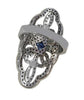 Women While Gold With Sapphire & Diamond Ring