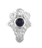Vintage Edwardian Navette Kashmir 1.30CT Sapphire & Diamond Platinum Ring
