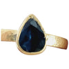 Blue Sapphire Pear Cut Ring Designed by Gurhan in 24K Yellow Gold