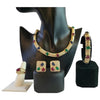 Multi Gemstone Choker Necklace, Ring, Bracelet, and Earring Matching Set set in