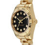 Rolex Oyster Perpetual Datejust 26 Yellow Gold Black Diamond Dial Watch 69178