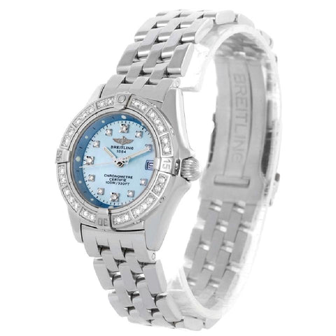 Breitling Silver Callisto Ladies Blue Mother Of Pearl Diamond A72345