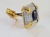 5 Carat Total Weight Blue Sapphire Cufflinks 14k two tone Gold with Diamonds.