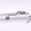 David Yurman White Agate Sterling Silver Spiritual Wave Bead Bracelet