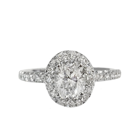 Fancy Oval Diamond Engagement Ring in 18k White Gold