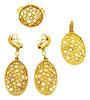 Judith Ripka Gold Oval Snowflake Diamond Pendant and Ring Set Earrings