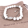 David Yurman White Agate Sterling Silver Spiritual Wave Bead Bracelet