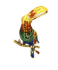 Vintage 1960's Yellow Gold Enamel Parrot Brooch With Diamonds