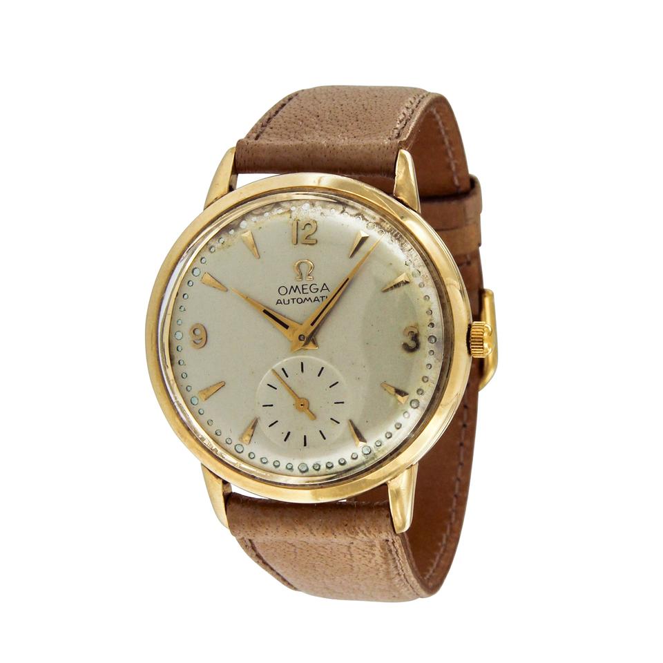 Omega Brown/Gold Vintage 14k Yellow 32mm Crown Jewelers