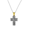 Two Tone 14k Gold Diamond Cross with Chain