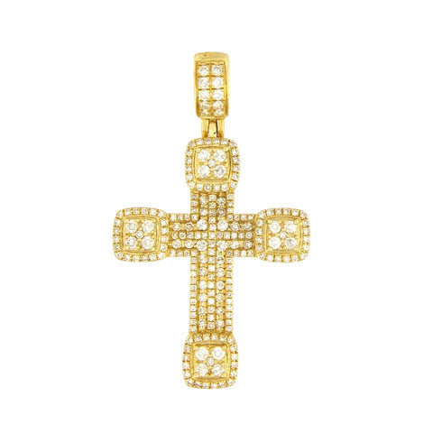 Custom Made Yellow Gold Diamond Cross Pendant