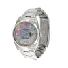 Rolex Silver/Blue Oyster Perpetual Date Chronometer Mother Of Pearl Dial