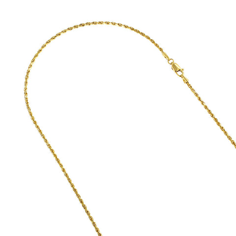 Rope Chain Solid 14K Gold 3mm Wide 16-30in.