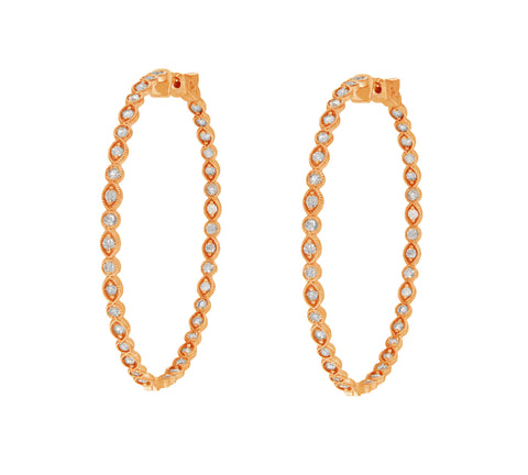 Elegant Diamond Hoop In Rose Gold Earrings