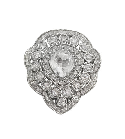 Rose Cut Diamond Ring in 18k White Gold