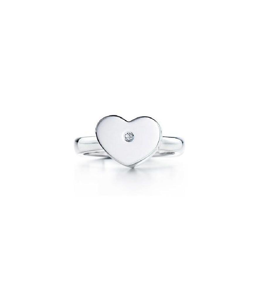 Tiffany Silver Rare Paloma Picasso Modern Heart Diamond Ring Crown Jewelers