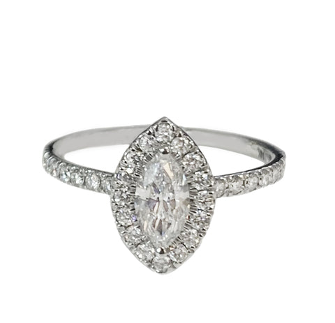 Marquise diamond engagement ring in 14k White Gold