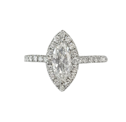Marquise diamond engagement ring in 18k White Gold
